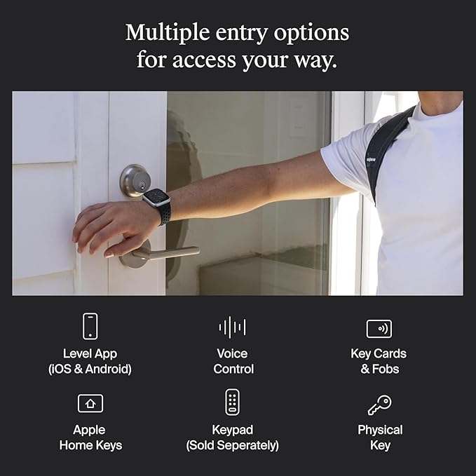 Level Lock+ WiFi Deadbolt Smart Lock - World's Smallest Smart Lock Plus Apple Home Key - Lock/Unlock Anywhere - Level App for iOS & Android - Works with Alexa, Apple & Google Home (Satin Nickel)