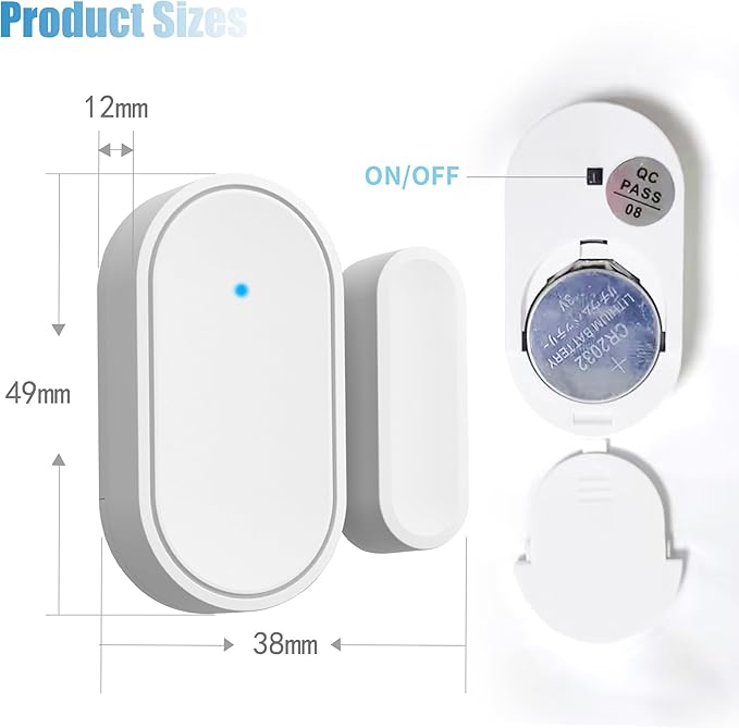 Door Sensor Detector,Smart Wireless Window Sensor Real time Alarm Compatible with Security Alarm System&Alexa&Google Assistant,Home Security Door Open Contact Sensor for Bussiness Burglar Alert