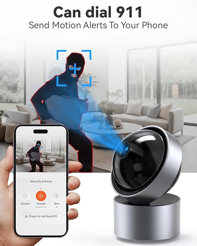 Security Camera Indoor - AI descriptive Notification, 2.4G&5GWIFI 2K Smart Security Camera | U.S. Cloud | 911 Emergency Dispatch | Simple 5-Min Setup,2-Way Audio,AI Smart Detection