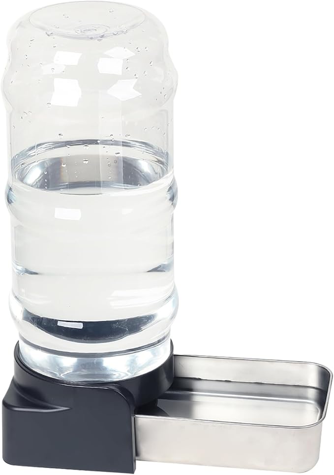 PAKEWAY Automatic Gravity Dog Water Bowl Dispenser - 2.3 Gal/8.6L Large Capacity Stainless Steel Pet Waterer for Medium to Large Dogs (3 Filters)