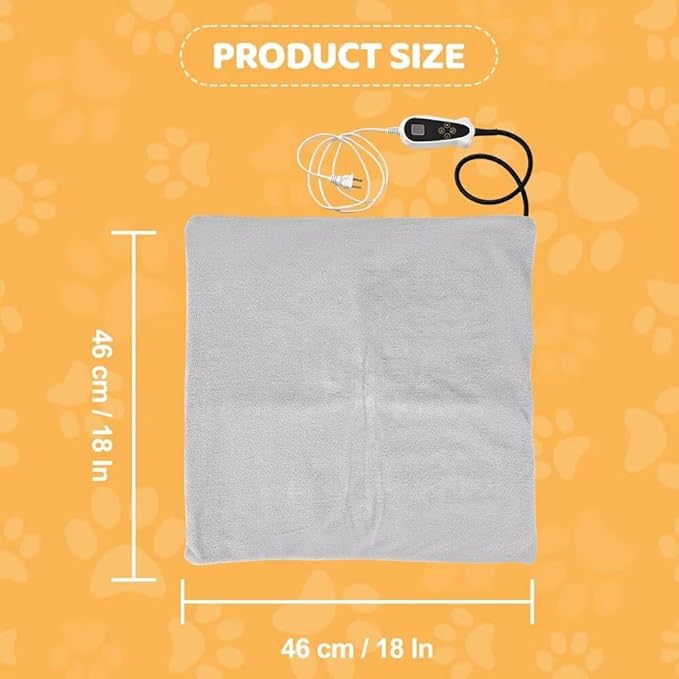 Pet Heating Pad for Cats Dogs with Timer Temperature Adjustable, Electric Heating Mat Indoor, Adjustable Warming Mat, Waterproof Heated Bed with Chew Resistant Steel Cord,Pet Heated Mat