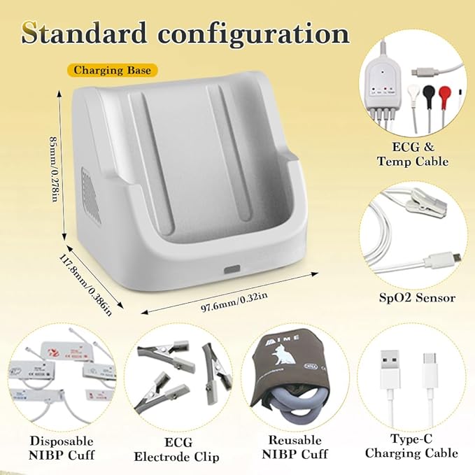 Veterinary Monitor for Dog with Bluetooth,Pulse Oximeter for Pet,6 Parameters Blood Pressure Rechargeable Animal(Include Dogs and Cats) for Family Clinic