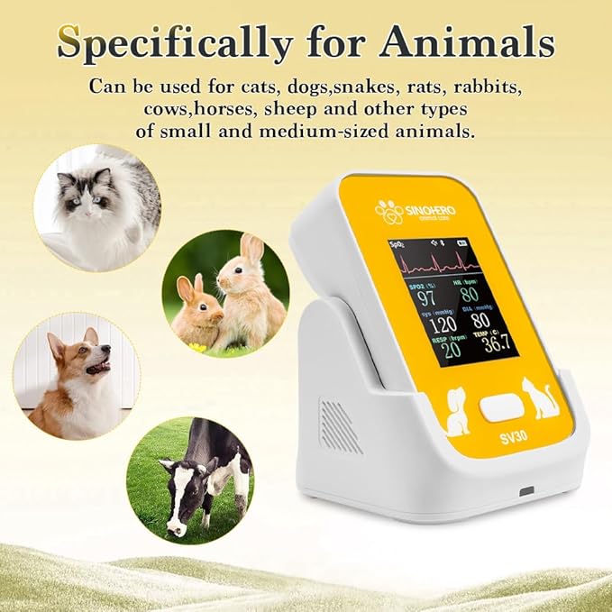 Veterinary Monitor for Dog with Bluetooth,Pulse Oximeter for Pet,6 Parameters Blood Pressure Rechargeable Animal(Include Dogs and Cats) for Family Clinic