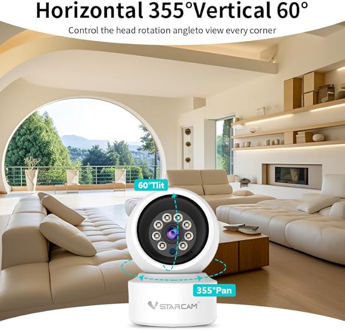 VSTARCAM Indoor Security Camera, Wireless Cameras for Home Security with Color Night Vision, 1080P HD, AI Motion Detection, 360° View Pan/Tilt, Two-Way Audio, Cloud Storage 05