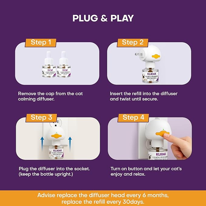 Cat Calming Diffuser 5 Pack Includes 2 Diffusers Machines & 3 Refills Pheromone Plug-In for Cats Reduce Anxiety Aggression Stress Scratching & Spraying Long Lasting Calming Diffuser Kit for All Cats