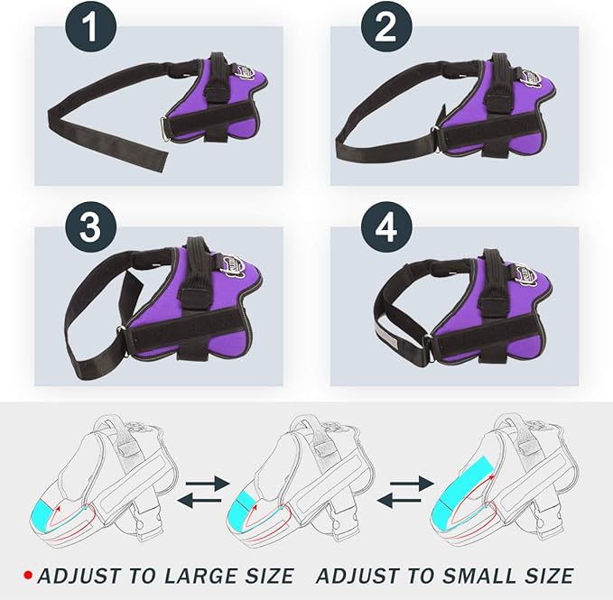 Bolux Dog Harness, No-Pull Reflective Dog Vest, Breathable Adjustable Pet Harness with Handle for Outdoor Walking - No More Pulling, Tugging or Choking (Purple, XS)