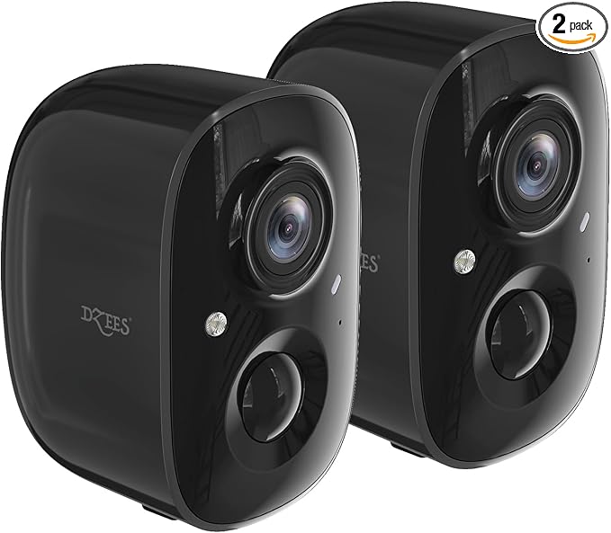 Dzees 2K Security Cameras Outdoor Wireless, WiFi Battery Powered Surveillance Camera for Home Security, Indoor Video Cam with Color Night Vision, 2 Way Audio, AI Motion Detection, Cloud/SD, IP65