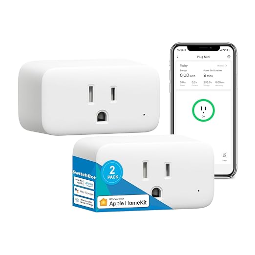 ใ2025 Newใ SwitchBot HomeKit Smart Plug Mini 15A, No Hub Required, Energy Monitor, WiFi(2.4G Only) Outlet Works with Apple HomeKit, Alexa, Google Home, App Remote Control & Timer Function(2 Pack)