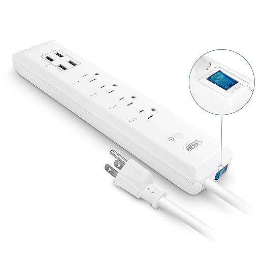 Feit Electric Smart Power Strip, 4 Outlets + 4 USB Ports, Voice Control with Alexa & Google Assistant, App Control & Scheduling from Anywhere, 15 Amp, Indoor 4-Outlet Powerstrip, POWERSTRIP/WiFi