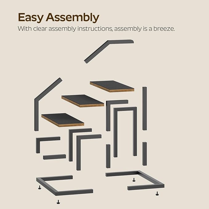 Dog Stairs for Small Dogs, 3-Steps Dog Steps for High Beds and Couch, 20.5”H Pet Steps with Non-Slip, Rustic Brown and Black LT11BR