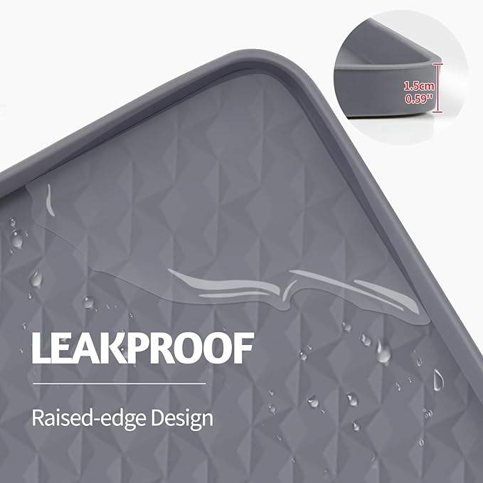 Cat Litter Mat, Extra Large 51" x 25.6" Silicone Mat Litter Trapping Mat for Scatter Control, Soft on Kitty Paws, Easy to Clean (Dark Grey)