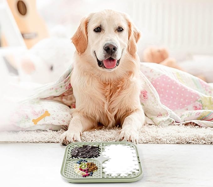 Licking Mat for Dogs & Cats with Suction Cups, 1 Pack Square Dog Slow Feeder Lick Pat for Anxiety Relief & Boredom, Dog Toys to Keep Them Busy, Pets Grooming Bathing Training Mat