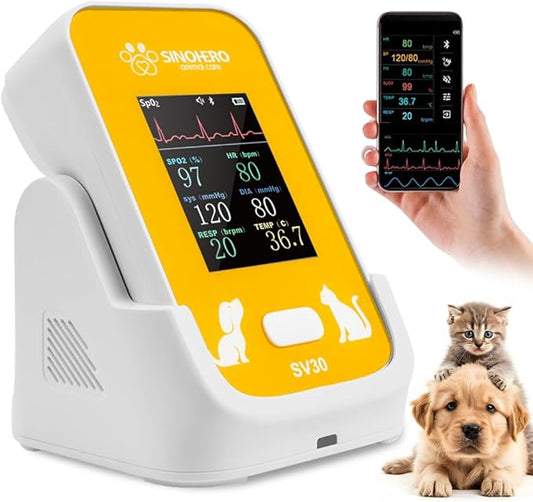 Veterinary Monitor for Dog with Bluetooth,Pulse Oximeter for Pet,6 Parameters Blood Pressure Rechargeable Animal(Include Dogs and Cats) for Family Clinic