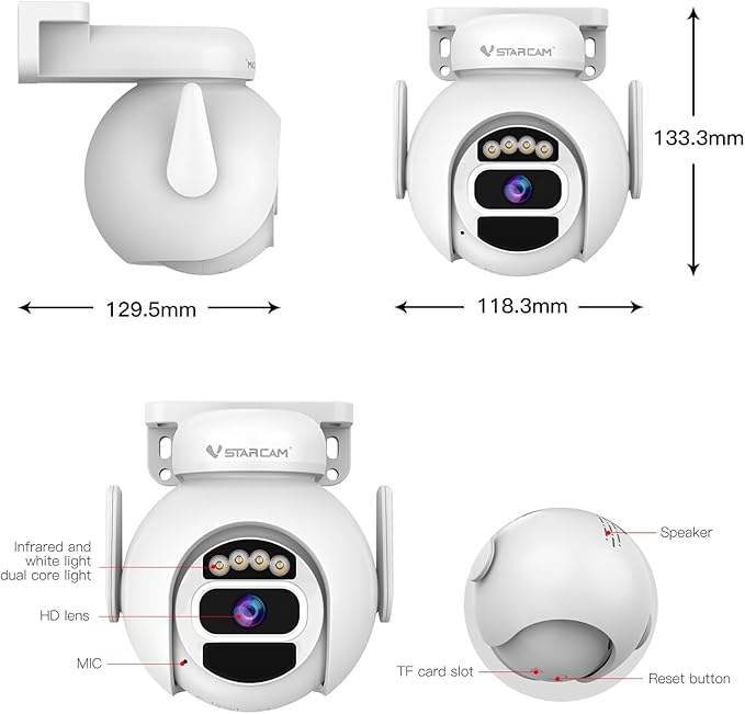 VSTARCAM Solar Security Camera Wireless Outdoor, 3MP Battery Powered WiFi Cameras Outside with Color Night Vision, Pan/Tilt, PIR Human Detection, 2-Way Audio, IP66, Local/Cloud Storage