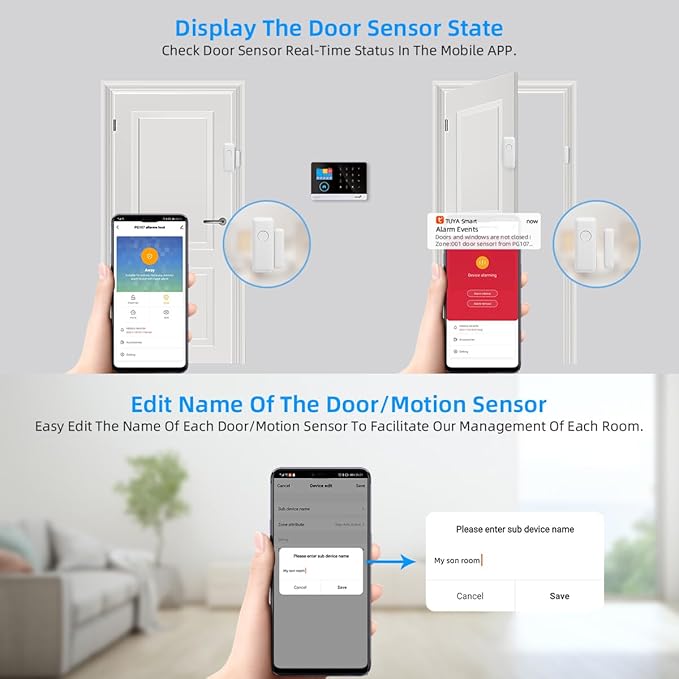 LWOHSI Home Security Alarm System,Wireless 4G/WiFi Home Security Systems with Door/Window Sensor,Tuya APP Alerts,24/7 Professional Monitoring,Work with Alexa and Google,DIY Customized Installation