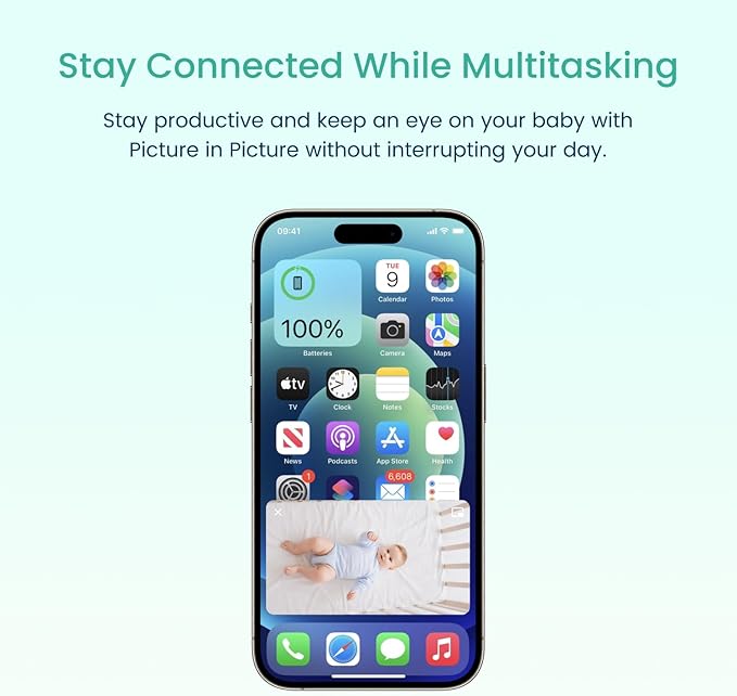 Babysense HDS2 5” HD Non-WiFi Baby Monitor Bundle with FullPeek WiFi Camera (2 Items)