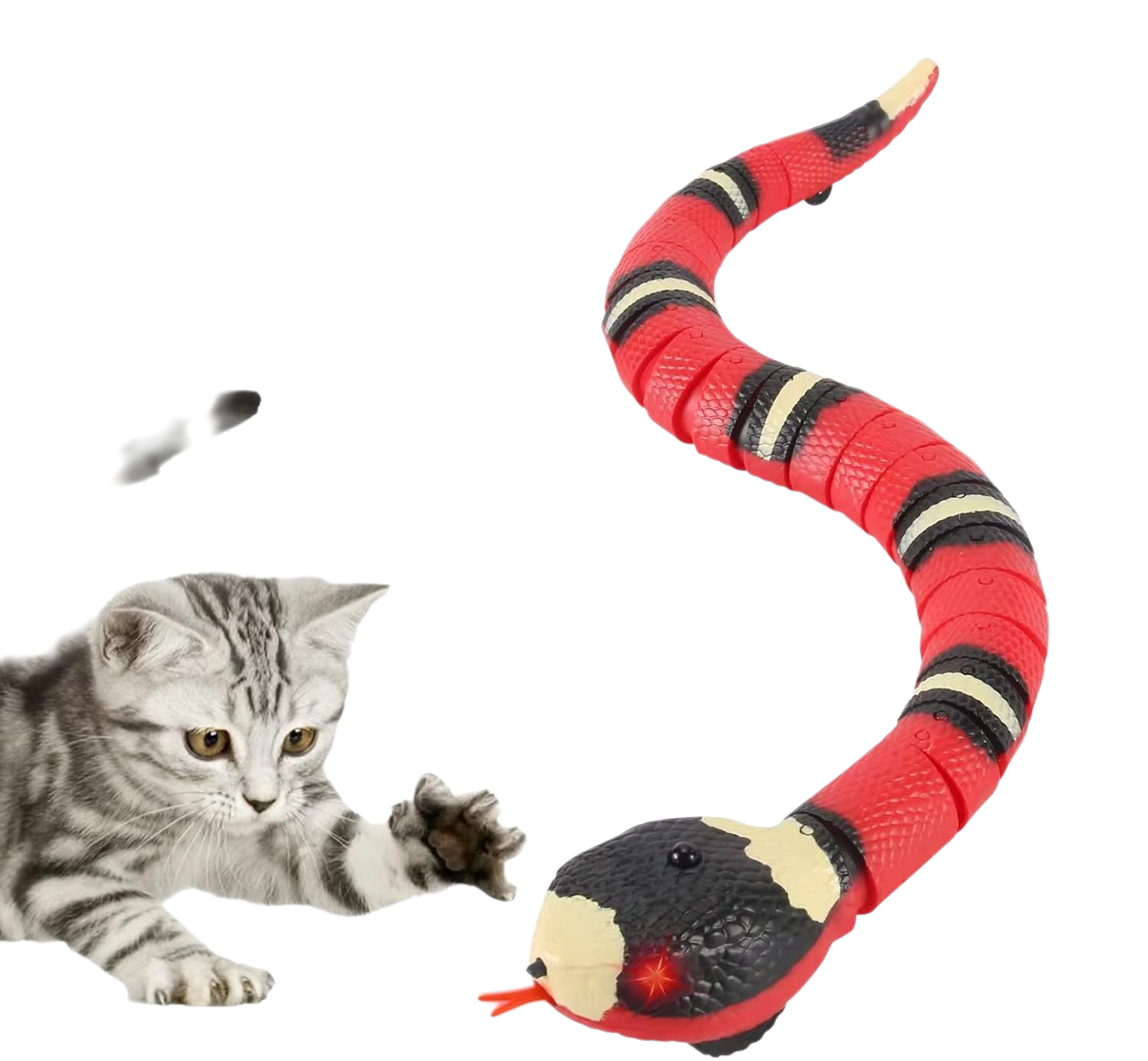 CSD Interactive Smart Sensing Snake Toy for Cats, Dogs &Kids - USB Rechargeable, Automatically Senses Obstacles - Electric Toy Gift & Prop for Halloween, Christmas & April Fools