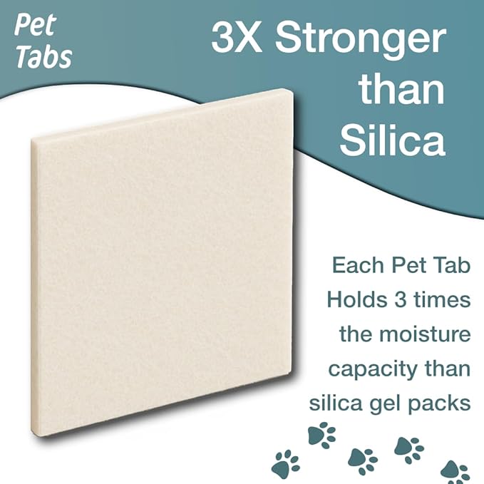 New - Pet-Tabs by Zorbette – High Capacity Plant Based Desiccant for Automatic Pet Feeders, Keeps Dry Pet Food Fresh, Food-Safe & Reusable Moisture Absorber, Fits Petlibro & Similar Feeders (3x3 Inch)