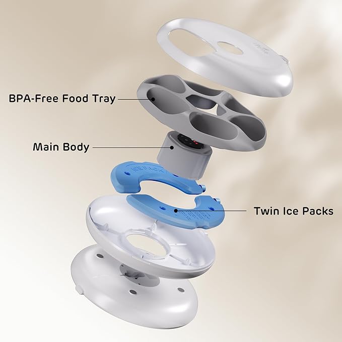 iPettie Donut Frost WiFi 6 Meal Automatic Cat Dispenser with App Control, Dry & Wet Food Automatic Cat Feeder, Smart Dog Feeder with Two Ice Packs, Programmable Timer, Holds 6 x ½ lb. of Food