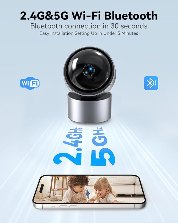 Security Camera Indoor - AI descriptive Notification, 2.4G&5GWIFI 2K Smart Security Camera | U.S. Cloud | 911 Emergency Dispatch | Simple 5-Min Setup,2-Way Audio,AI Smart Detection