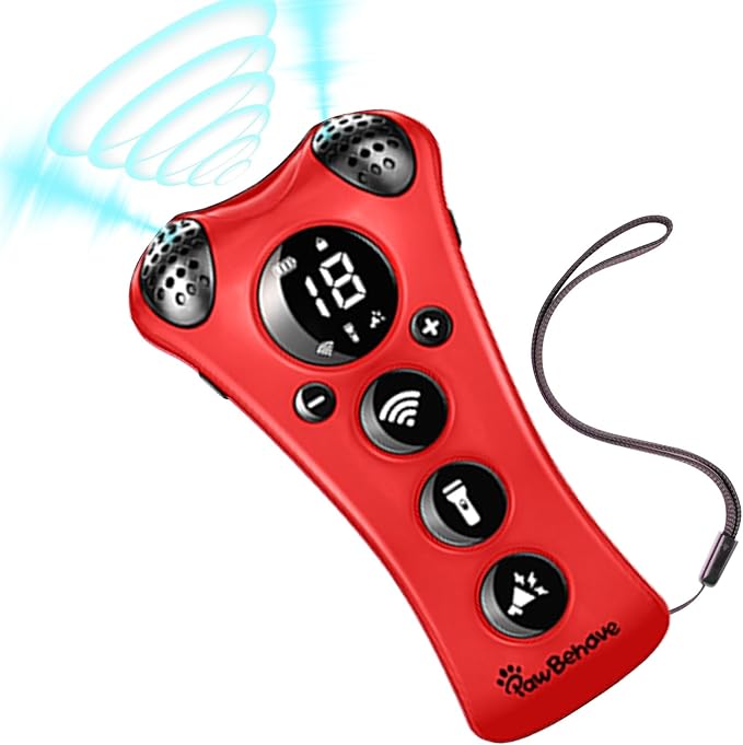 Ultrasonic Dog Bark Deterrent Device β10-Level Adjustable Anti Barking Trainer with Flashlight, Strobe, E-Clicker(18 Whistle Sounds)βNo Shock, Collar-Free Dog Behavior Correction Devices