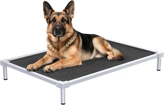 Elevated Dog Beds Large Sized, Chew Proof Aluminum Alloy Heavy Duty Dog Supplies Cooling Raised Pet Cot Indestructible with Anti-Rust Washable Assembly for Crate Outdoor-48.4"x 32.7" x 7"
