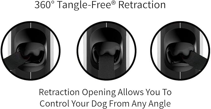 TUG 360° Tangle-Free Retractable Dog Leash with Anti-Slip Handle | 16 ft Strong Nylon Tape | One-Handed Brake, Pause, Lock (Medium, Red)