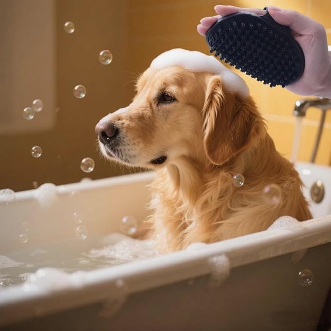 Dog brush Dog Grooming Kit 3PS: self-cleaning slicker brush dog Deshedding Tool&TPR Dog Bath Brush for dogs cats horse Home Travel (white)