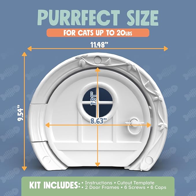 Gnome® Door Cat Door for Interior Doors - Stylish & Functional with No Flap, Lockable, and Easy Installation, Spacious Large Kitty Door for Cats Up to 20 lbs, Private and Comfortable Pet Door