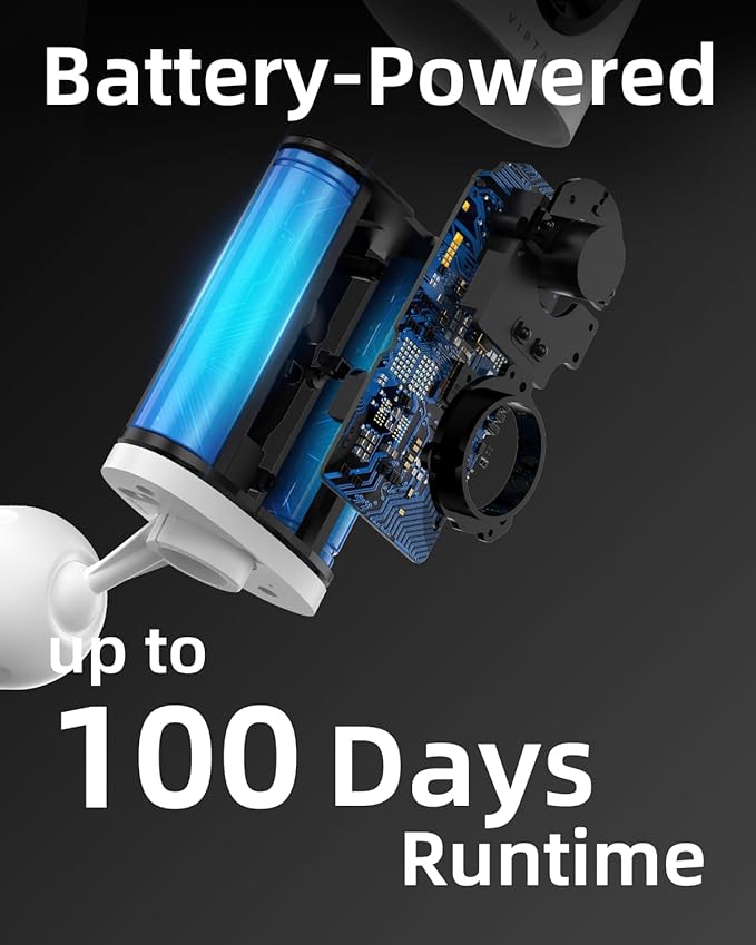 virtavo VistaFlask 2K Security Cameras Wireless Outdoor, Battery Powered, AI Motion Detection, for Home Security, Starlight Lens for Colorful Night Vision, 2-Way Audio, Weatherproof, Cloud/SD Storage