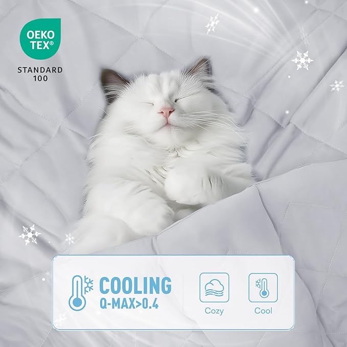 Luciphia Premium Cooling Blanket for Dogs Washable Q-MAX>0.4 Pet Cool Mat for Cats Hot Weather Puppy Lightweight Throw Calming Pad(Light Grey,60x80 inches)