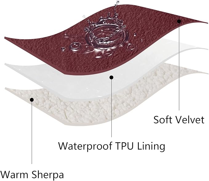 Waterproof Dog Blankets for Medium Dogs, Washable Pet Blanket for Indoor Cats, Plush Sherpa Puppy Throw Furniture Protector for Bed Couch Sofa(30"x40",M,Burgundy Red)