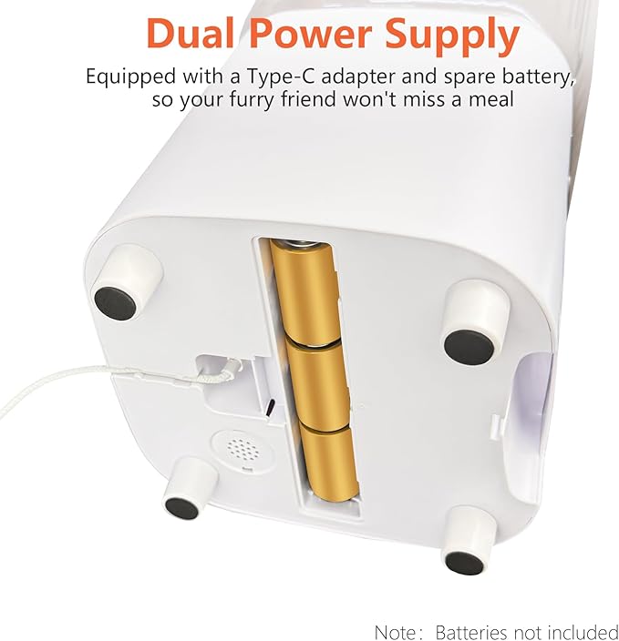 Automatic Cat Feeder, 5L Timed Cat Food Dispenser with Dual Power Supply, Pet Feeder up to 9 Meals per Day for 2 Cats, Automatic Pet Feeder for Small Dogs and Cats Indoor(Botton)