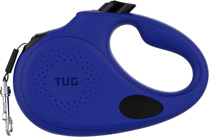 TUG Oval 360° Tangle-Free Retractable Dog Leash with Integrated Waste Bag Dispenser (Small, Blue)