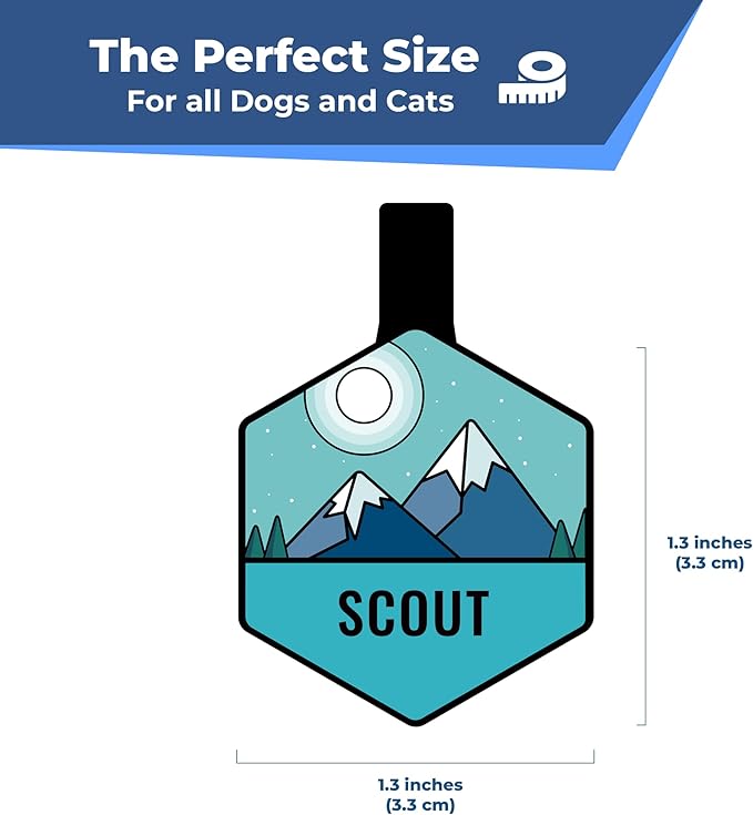 GoTags Silent Dog Tag, Personalized Engraved Hexagon Silicone Dog and Cat Name Pet ID Tags, Soundless No More Jingling Dog Tags (Beach Rose)