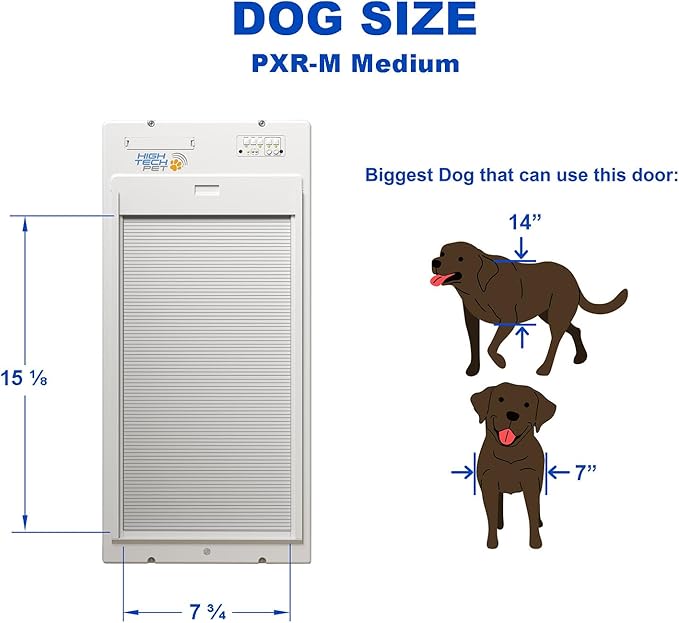 Power Pet Automatic ROLL UP Door by High Tech Pet Brand - Motorized Panel Rolls Up - Pet Operated - Remote App Control - 24/7 Exit & Entry Timers (Door Mount, Medium)