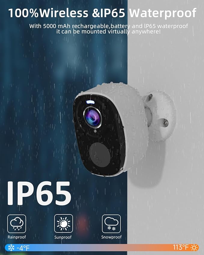 5G/2.4G WiFi Security Cameras Wireless Outdoor, 2K Battery Powered WiFi Cameras with AI Motion Detection Spotlight Siren,Color Night Vision, 2-Way Talk, Waterproof, Cloud/SD Storage, Works w/Alexa