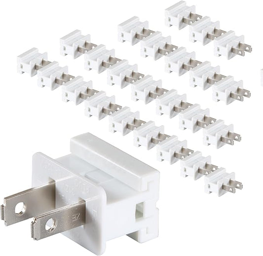 Electric Plugs - 25PCS Male Vampire Plug - SPT-1 White for Christmas Light Strings & Lamps and DIY Projects