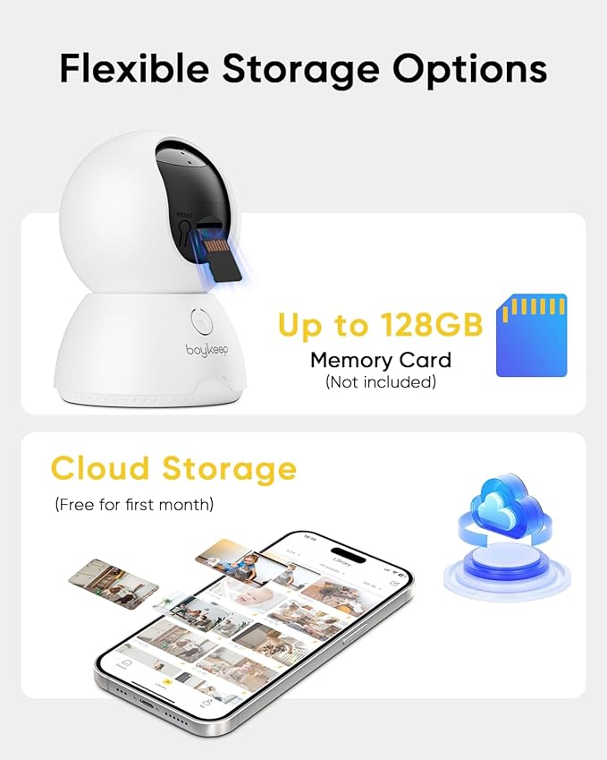 BoyKeep 2K Cameras for Home Security, 2-Pack Indoor Camera with Night Vision, Pet Camera Indoor with Phone App, Motion Detection, 2-Way Audio, Cloud/SD Card Storage, Compatible with Alexa