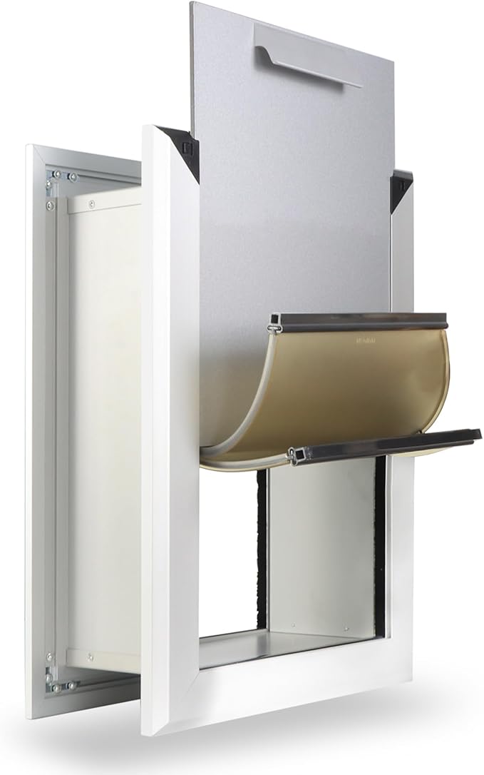 Aluminum Large Dog Door for Thick Wall Telescoping Tunnel Doggies Door Heavy Duty Aluminum Doggy Door Energy Efficient Double Flaps Pet Door for Medium Large Dogs,Pets Up to 220 Lb,Lockable