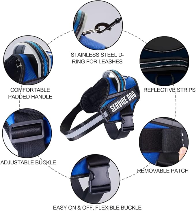 Dog Vest Harness and Patches Set, Animire in Training Service Dog Harness with 10 Dog Patches, Reflective Dog Vest with Handle for Small, Medium, Large, and Extra-Large Dogs