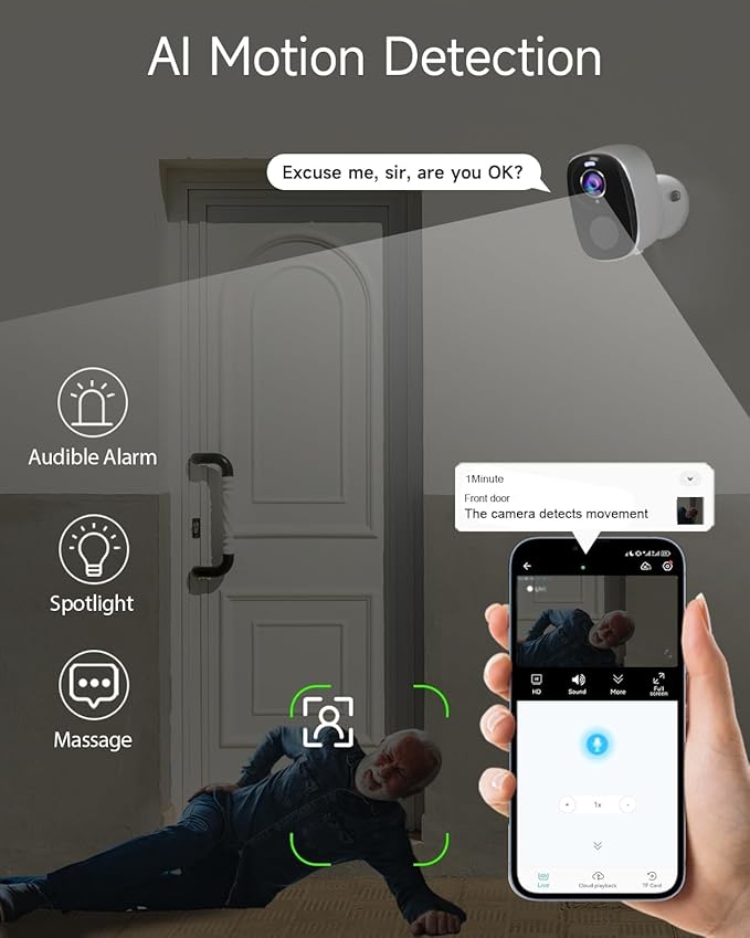 ELECCTV Upgraded 5G/2.4G WiFi Security Cameras Wireless Outdoor,2K Battery Powered Home Indoor Camera with AI Motion Detection, Siren,Color Night Vision, 2-Way Talk, IP65, Works/Alexa, Cloud/SD