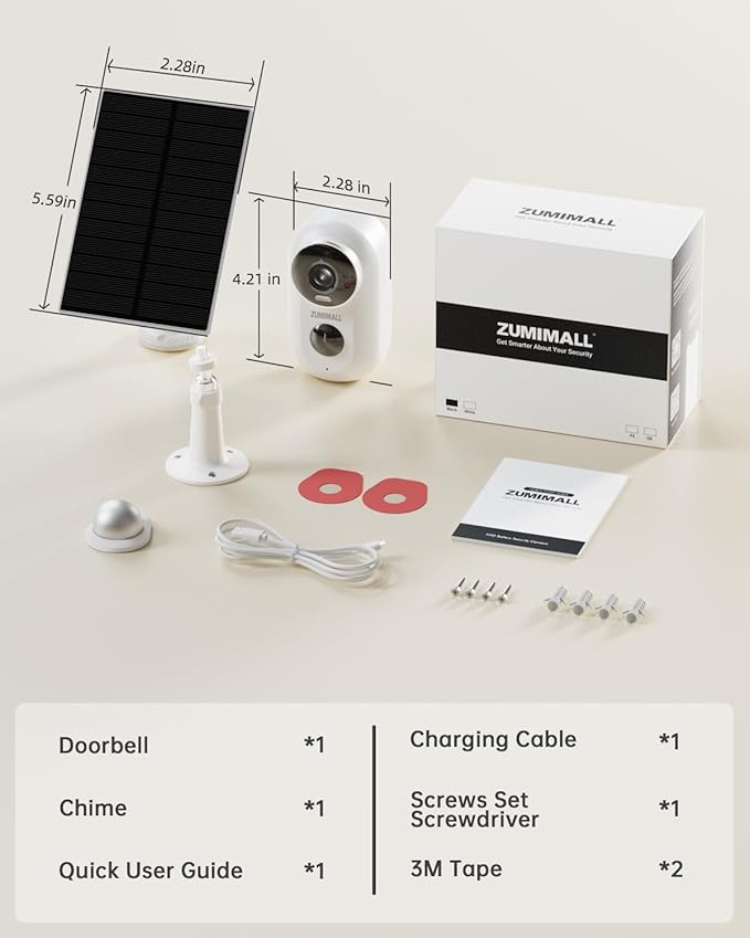 ZUMIMALL Solar Security Cameras Wireless Outdoor, 2K Outdoor Camera Wireless Solar Powered, 2.4G WiFi Battery Camera, 3MP Color Night Vision, Magnetic Mount,Siren,PIR/AI Analyse, IP66, Cloud, Alexa