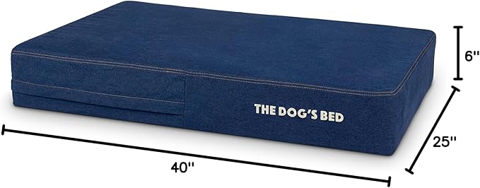 The Dog’s Bed Orthopedic Memory Foam Dog Bed, Large Blue Denim, Pain Relief for Arthritis, Hip & Elbow Dysplasia, Post Surgery, Lameness, Supportive, Waterproof Washable Cover, Veterinary Approved