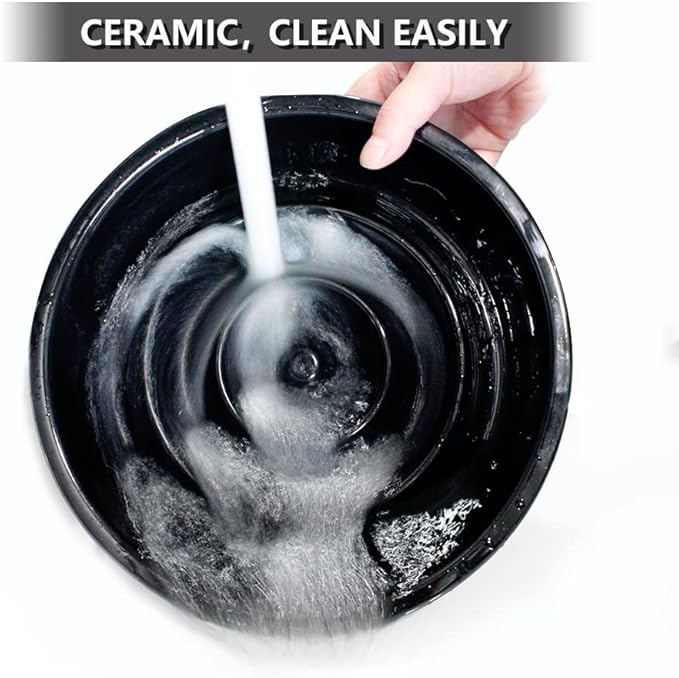 GH Ceramic Slow Feeder Dog Bowl, 3 Cups, 2 Pet Flying Discs Included - Black