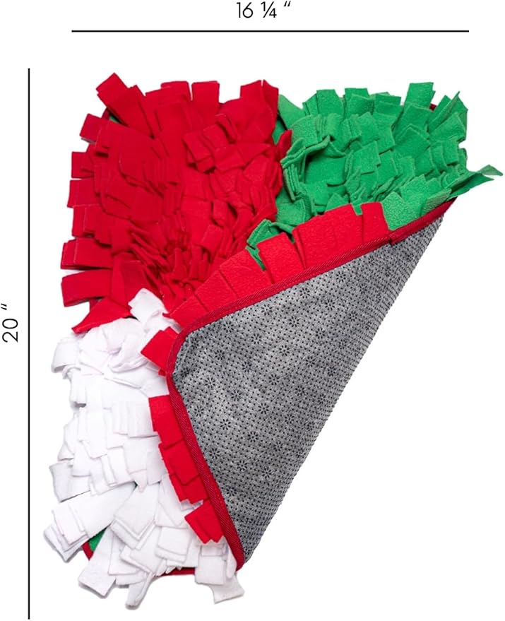 Tail Trends Christmas Snuffle Mats for Dogs – Interactive Dog Toy for Foraging & Nosework, Washable Slow Feeder, for Small Medium Large Pets (Pom Pom)