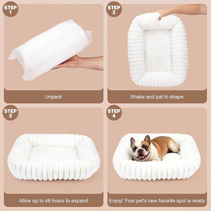 Dog Bed for Small Medium Size Dog, Washable Self Warming Dog Cat Beds for Indoor Cats Fluffy Rabbit Fur Pet Bed for Puppy and Kitten, Orthopedic Dog Cat Beds with Removable Cover & Anti-Slip Bottom