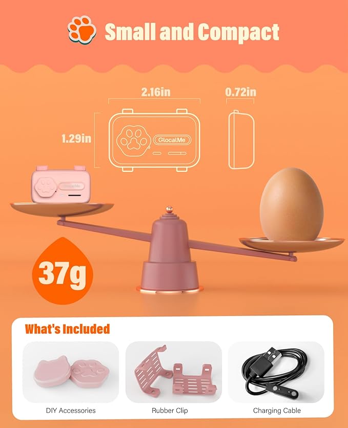 GlocalMe PetPhone Pet Tracker with 1 Year Service, Support Play Music and Two-Way Call, Pet Community and AI Health Alerts, Real Time Tracking and Virtual Fence, Global GPS Tracker for Dog and Cat