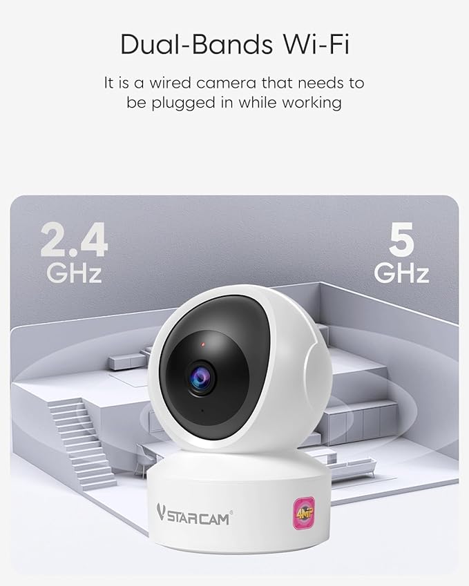 VSTARCAM 5G Security Camera Indoor, 4MP 2.5K Pet Camera with Speaker for Dog/Cat, Baby Monitor with Phone App, Dual-Band WiFi, Auto Tracking, IR Night Vision, 2-Way Talk, Cloud & SD Card Storage
