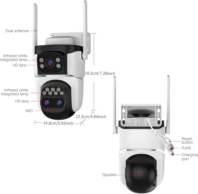 VSTARCAM Three-Lens Security Camera,2K Outdoor Camera,Human Detection,Home Security Cameras Outdoor,Night Vision,Siren & Spotlight Alarm,Two Way Audio,Local & Cloud Storage,10x Zoom